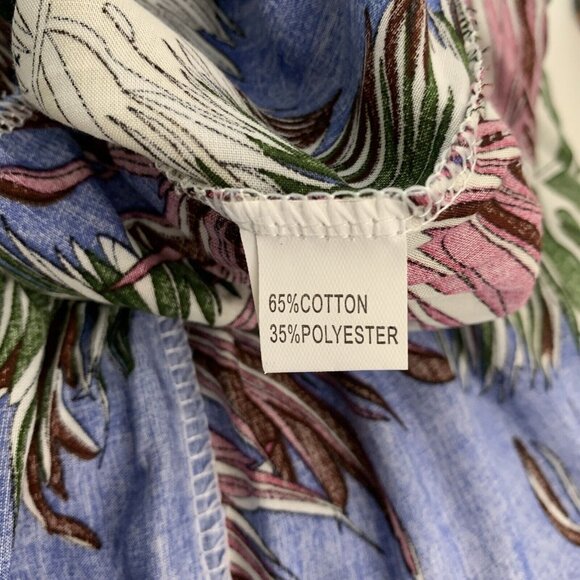 Size Small Jumpsuit Floral Foliage Sleeveless Blue Pink Adjustable Ananxianzi - Picture 6 of 7